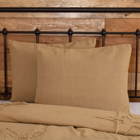VHC Brands Burlap Natural Bedding Accessory, Standard Sham 21x27, Tan
