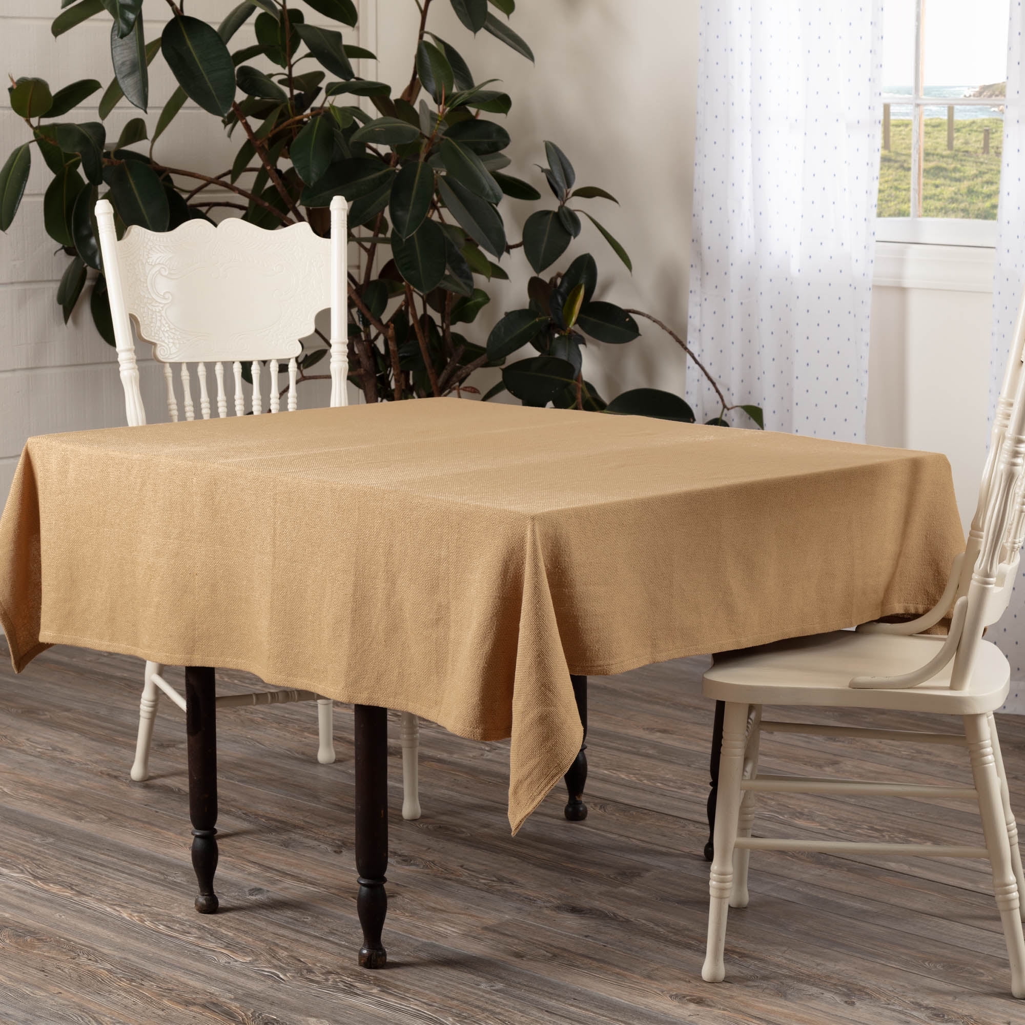 Tan Cotton Burlap Square Tablecloth 60 x 60