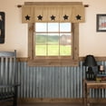 thumbnail image 1 of VHC Brands Burlap Natural with Black Stars Primitive 16"x60" Valance Tan Rod Pocket Stenciled Cotton Kitchen Window Curtains, 1 of 5