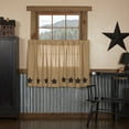 thumbnail image 1 of VHC Brands Burlap Natural with Black Stars Primitive 36"x36" Tier Pair Tan Rod Pocket Stenciled Cotton Kitchen Window Curtains, 1 of 5
