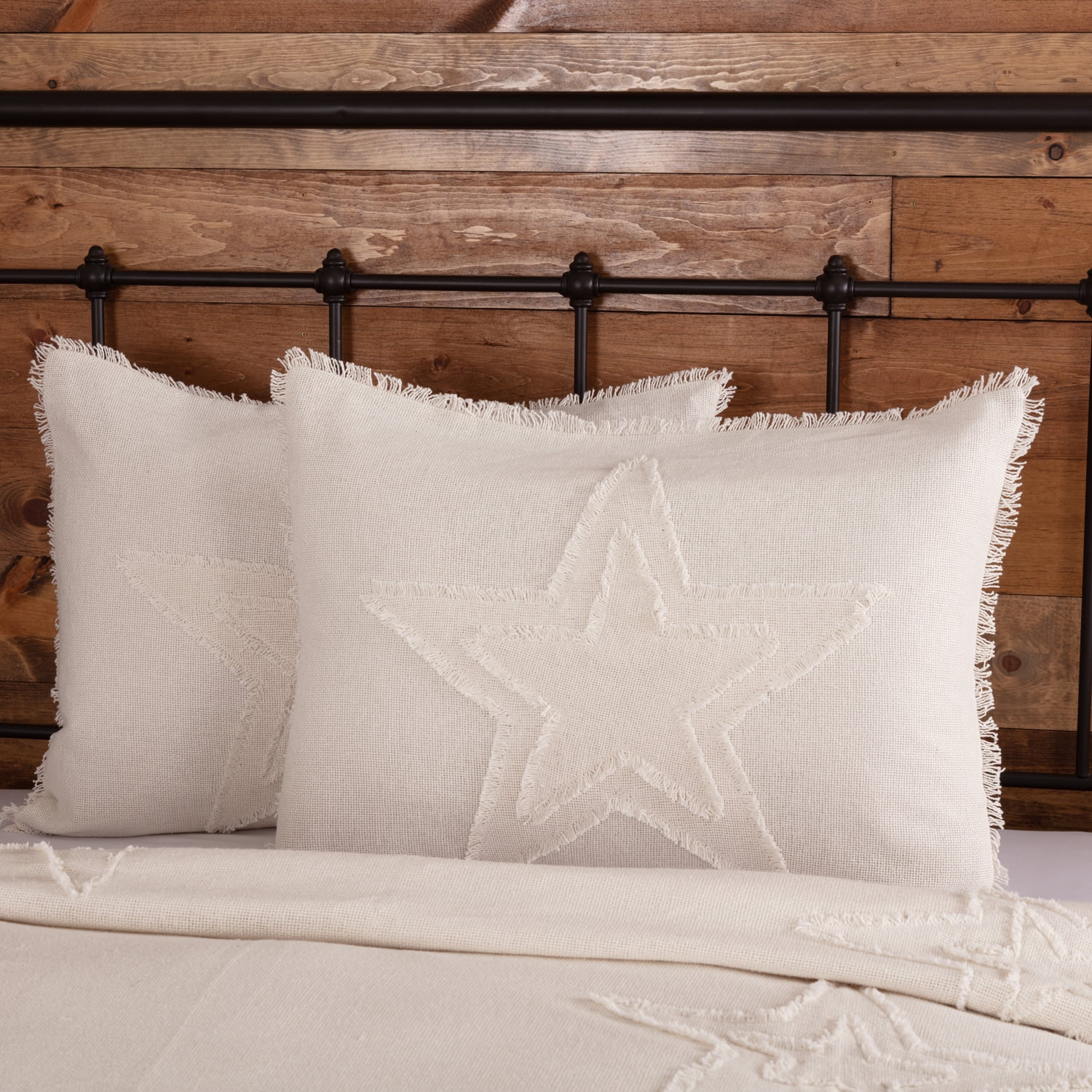 Antique White Cotton Burlap Star Standard Sham