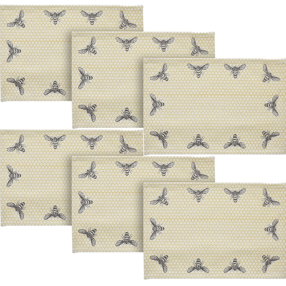 VHC Brands Buzzy Bees Placemat Set of 2 13x19, 3 Pack 6 Pack