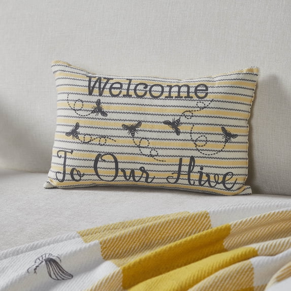 VHC Brands Buzzy Bees Spring Accent Pillow for Sofa Couch Living Room Chair - Blessed Bee Yourself Honey Hive Kind