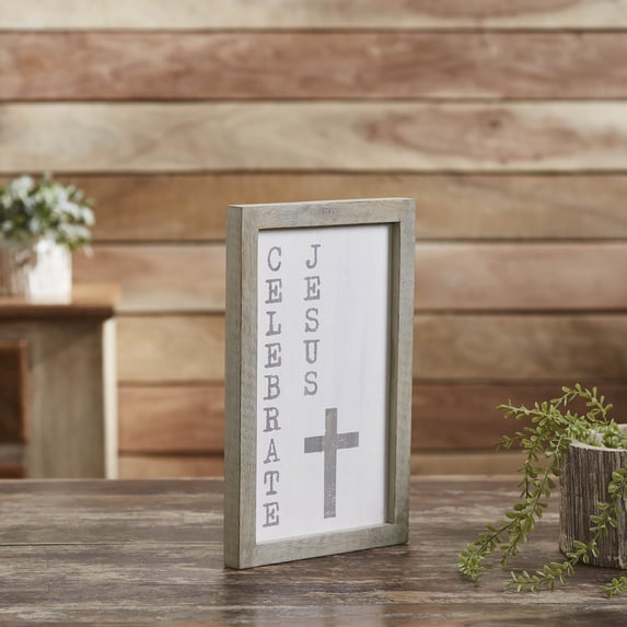 VHC Brands Celebrate Jesus Wooden Shadow Box Frame 15x9x1