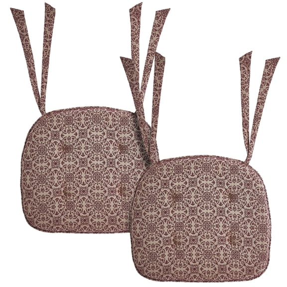 VHC Brands Chair Pad 16.5x18, Cotton Dining Room, Kitchen Chair Pads, Seat Cushion with Ties, Tucked, Custom House Collection, Rectangle 16.5x18, Natural, Set of 2