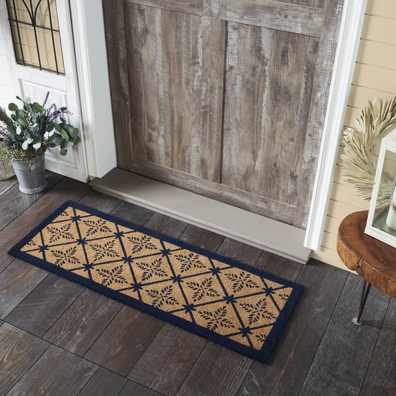 VHC Brands Charleston Mosaic Blue Coir Rug Rect 17x48