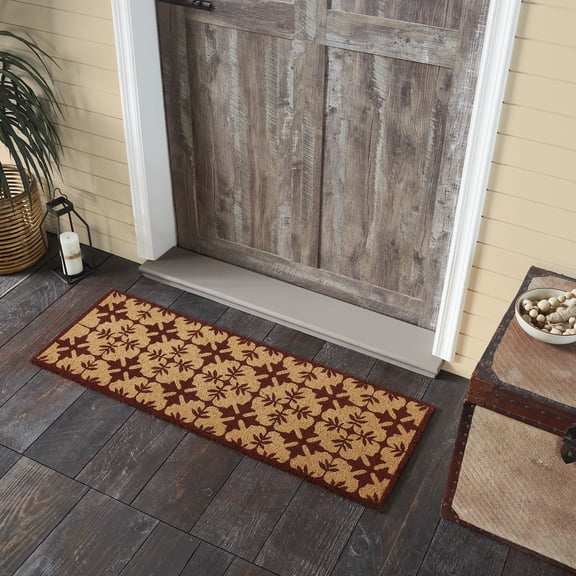 VHC Brands Charleston Mosaic Burgundy Coir Rug Rect 17x48