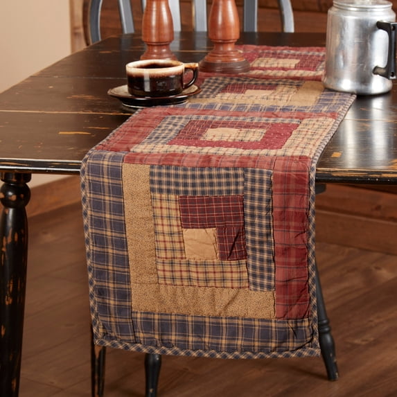 VHC Brands-1PK Millsboro Runner Log Cabin Block Quilted 13x48 VHC Brands