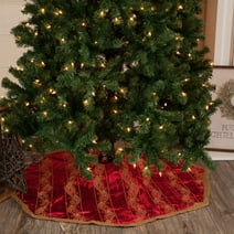 VHC Brands Christmas Red Holiday Decor Yule Tree Skirt, 48"