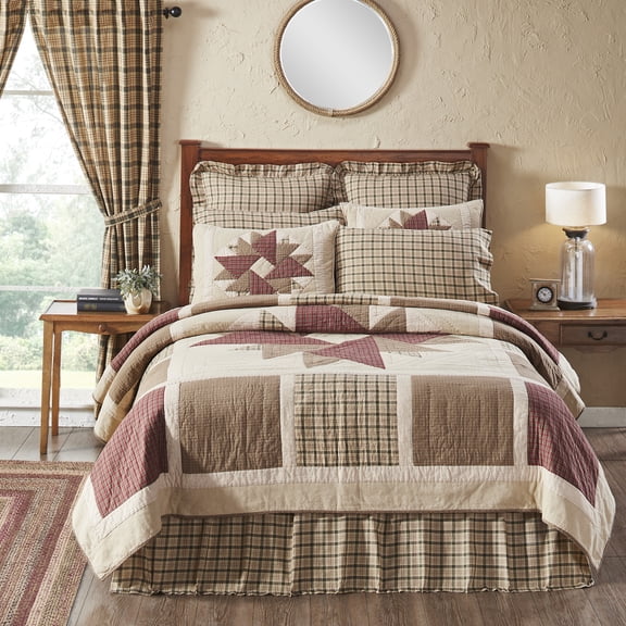 VHC Brands Cider Mill 3 Piece Quilt Set (1 California King Quilt, 2 King Shams)