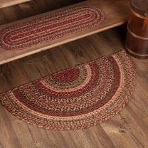 VHC Brands Cider Mill Primitive Jute Red Striped Rug Half Circle Decor 16.5"x33"