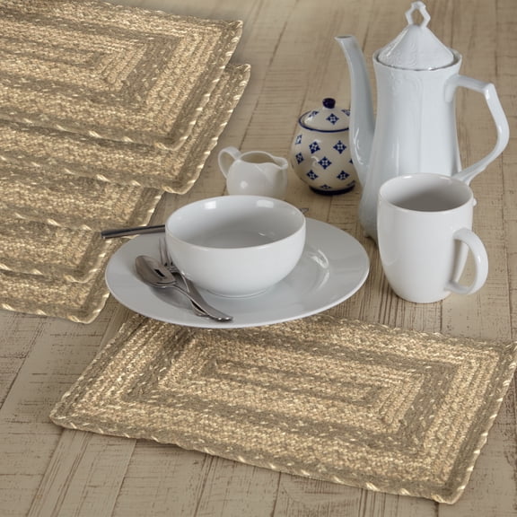 VHC Brands Cobblestone Jute Rect Placemat Set of 6 10x15