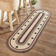 thumbnail image 1 of VHC Brands Colonial Star Rug Hall Runner with PVC Pad, Jute Blend, Oval, Tan Black Red, 22x72 inches, 1 of 6