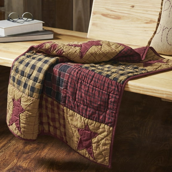 VHC Brands Connell Quilted Lap Throw 30Wx30L, Bedroom and Living Room Decor, Blanket, Cotton, Connell Collection, Square 30x30, Burgundy