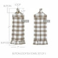 thumbnail image 1 of VHC Brands Cotton Annie Buffalo Check Portabella Button Loop Kitchen Towel Set of 3, Hanging Kitchen Towel, Pleated, Bath, Kitchen, Annie Buffalo Check Collection, Rectangle 21x7, Portabella, 1 of 3