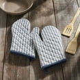 thumbnail image 1 of VHC Brands Cotton Oven Mitt Set of 2, Heat Resistant, Baking Glove Pot Holder, Kitchen Mitts, Sawyer Mill Blue Collection, 12.5x8, Denim Blue, 1 of 3