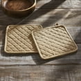 thumbnail image 1 of VHC Brands Cotton Pot Holder Set of 2, Heat Resistant, Kitchen Potholders, Burlap Natural Collection, Square 8x8, Natural, 1 of 3