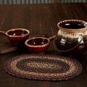 VHC Brands Country Beckham Placemat, Red Black Tan, Jute Blend, Oval, 10x15 Inches