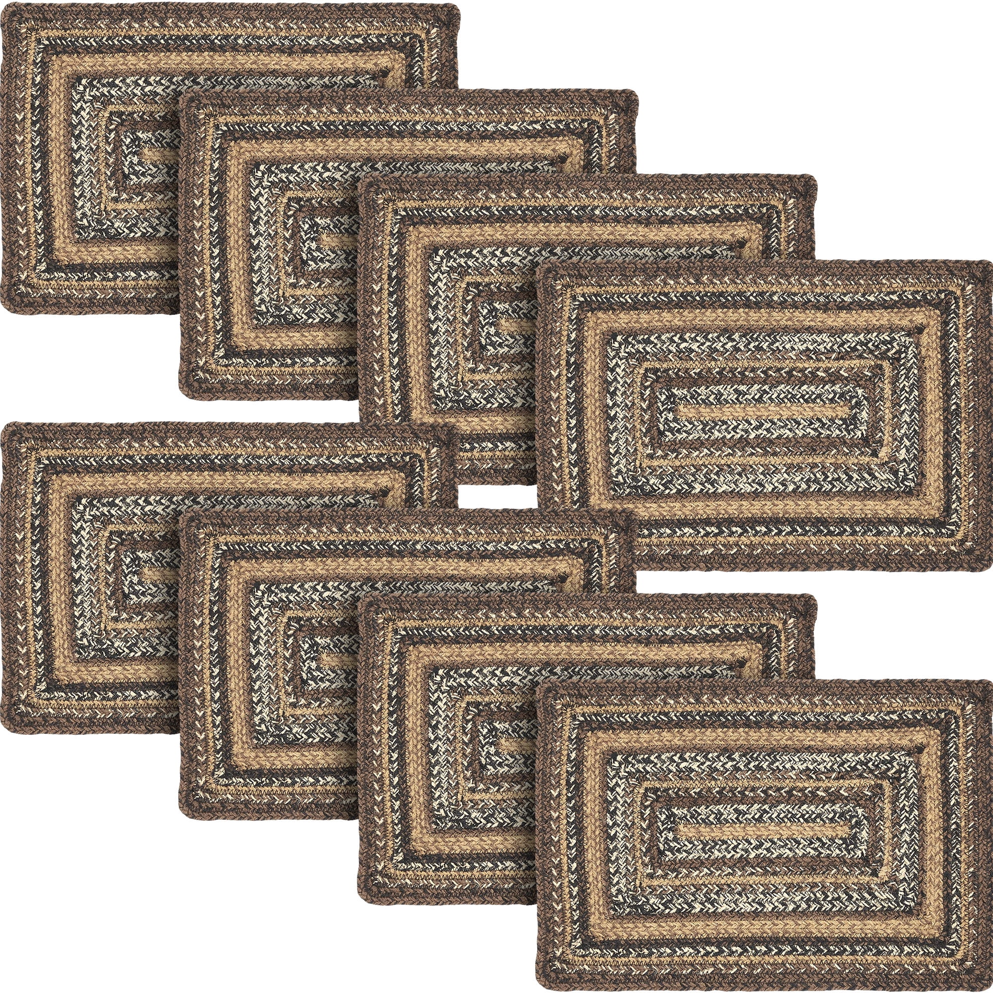 VHC Brands Country Espresso Table Placemat, Brown Black Tan, Jute Blend ...