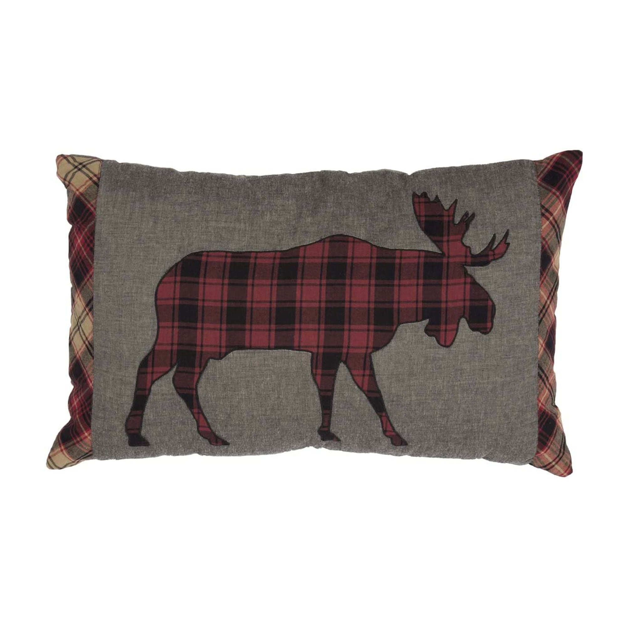 Cumberland Gray Cotton Moose Applique Rectangular Throw Pillow