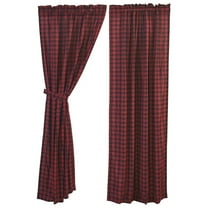 VHC Brands Cumberland Cotton Long Curtains, Buffalo Check Plaid, 2 Panels