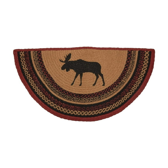 VHC Brands Cumberland Jute 16.5x33" Rustic Stenciled Moose Half Circle Rug