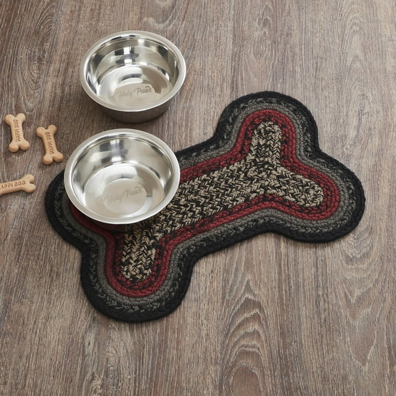 VHC Brands Cumberland Jute Indoor/Outdoor Pet Food Mat for Dogs Cats Kitchen Small Bone Rug 11.5x17.5
