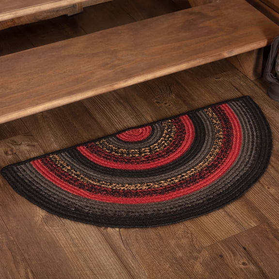 VHC Brands Cumberland Rustic Jute Rug Natural Fibers Dyed Jute Area-Rug for Entryway Kitchen Dining Living Room Floor Cover Floor Mat, Half Circle 16.5x33