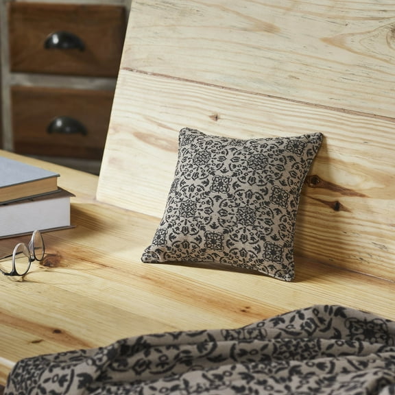 VHC Brands Custom House Black Tan Jacquard Pillow 9x9