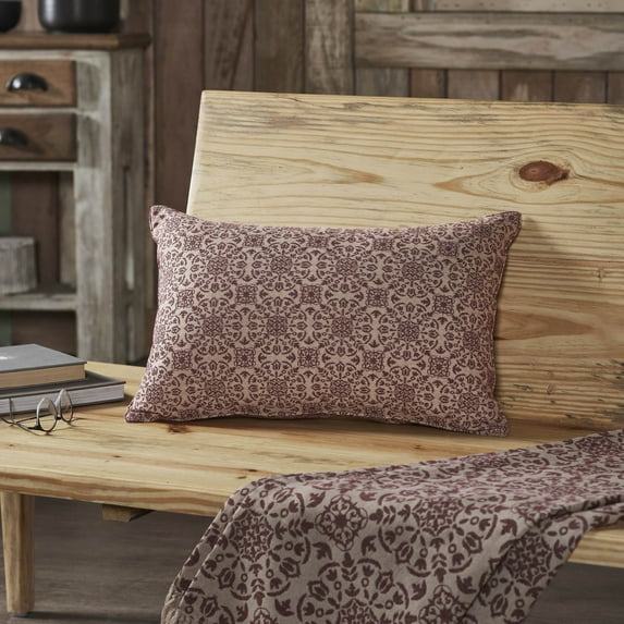 VHC Brands Custom House Burgundy Tan Jacquard Pillow 14x22