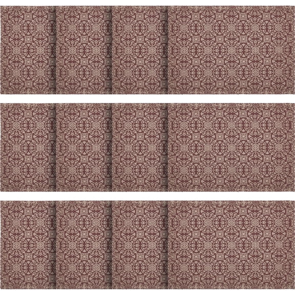 VHC Brands Custom House Burgundy Tan Jacquard Placemat Set of 2 13x19, 6 Pack 12 Pack