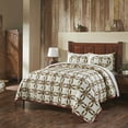 thumbnail image 1 of VHC Brands Custom House Wedding Rings Queen Quilt Set; 1-Quilt 94Wx94L w/2 Shams 21x27, Bedding Set, Country Farmhouse Bedding, Cotton, Custom House Collection, Square 94x94, Dark Creme, 1 of 7