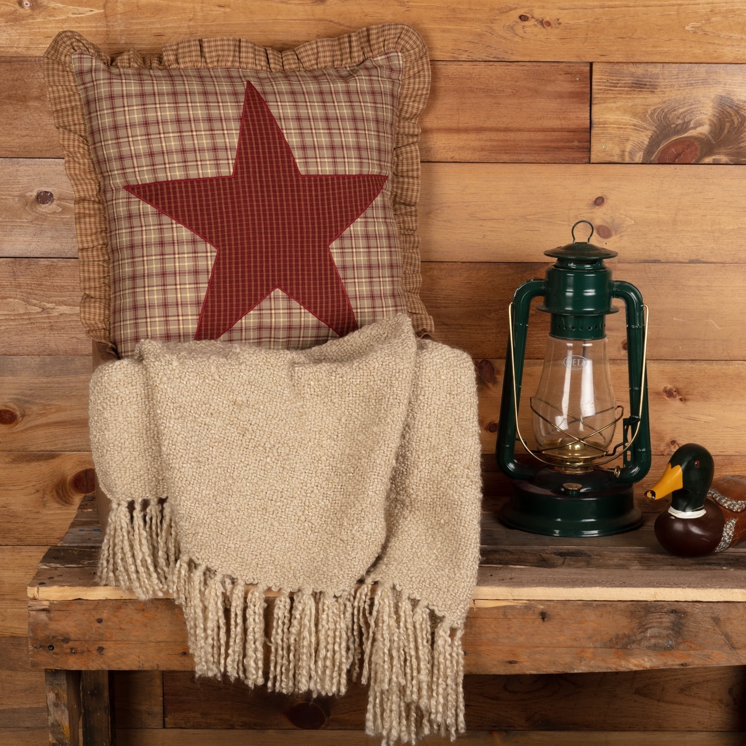 Dawson Star Burgundy and Brown Cotton Square Pillow