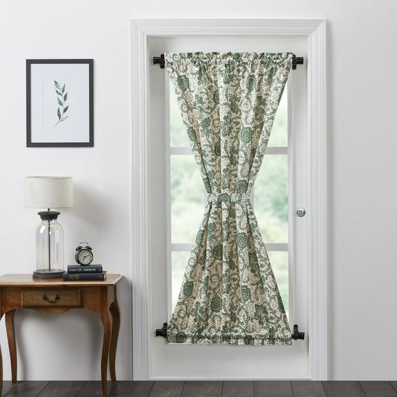 VHC Brands Dorset, Farmhouse Door Panel Curtain, Floral, Green, 72x40