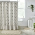 thumbnail image 1 of VHC Brands Embroidered Bee, Farmhouse Bathroom Shower Curtain, Ruffled, Creme Yellow Grey, 72x73, 1 of 3
