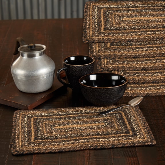 VHC Brands Espresso Jute Rect Placemat Set of 6 10x15