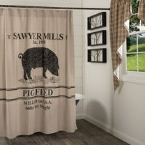 VHC Brands Farmhouse Bath Sawyer Mill Rod Pocket Cotton Button Holes Shower Curtain, 72x72, Charcoal Pig