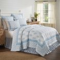thumbnail image 1 of VHC Brands Farmhouse Blue and White Cotton Channel Stitched Quilt, Luxury King, 1 of 5