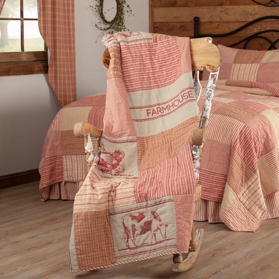 VHC Brands Sawyer Mill Red Motif Pillows (60x50 Animal Throw)