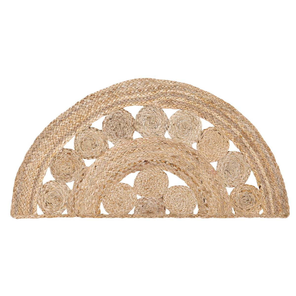 Celeste Tan Handwoven Braided Jute Half Circle Accent Rug, 16.5x33