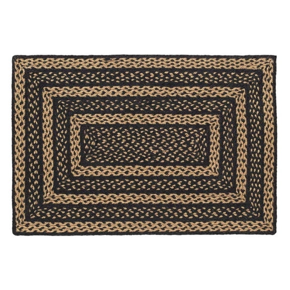 VHC Brands Farmhouse Jute 24 x 36" Country Rectangular Rug, Black & Tan