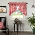 thumbnail image 1 of VHC Brands Farmhouse-Kitchen Annie-Rod Pocket Cotton Drawstring Ties Ruffling Buffalo Check-Curtain, Prairie Swag Set 36x36x18, Red, 1 of 6
