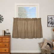 VHC Brands Farmhouse Kitchen Window Curtains-Sawyer Mill Tan Tier Pair, 36x36, Charcoal Black