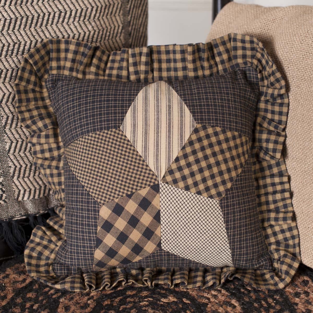 Farmhouse Star 10" Gray Cotton Accent Pillow