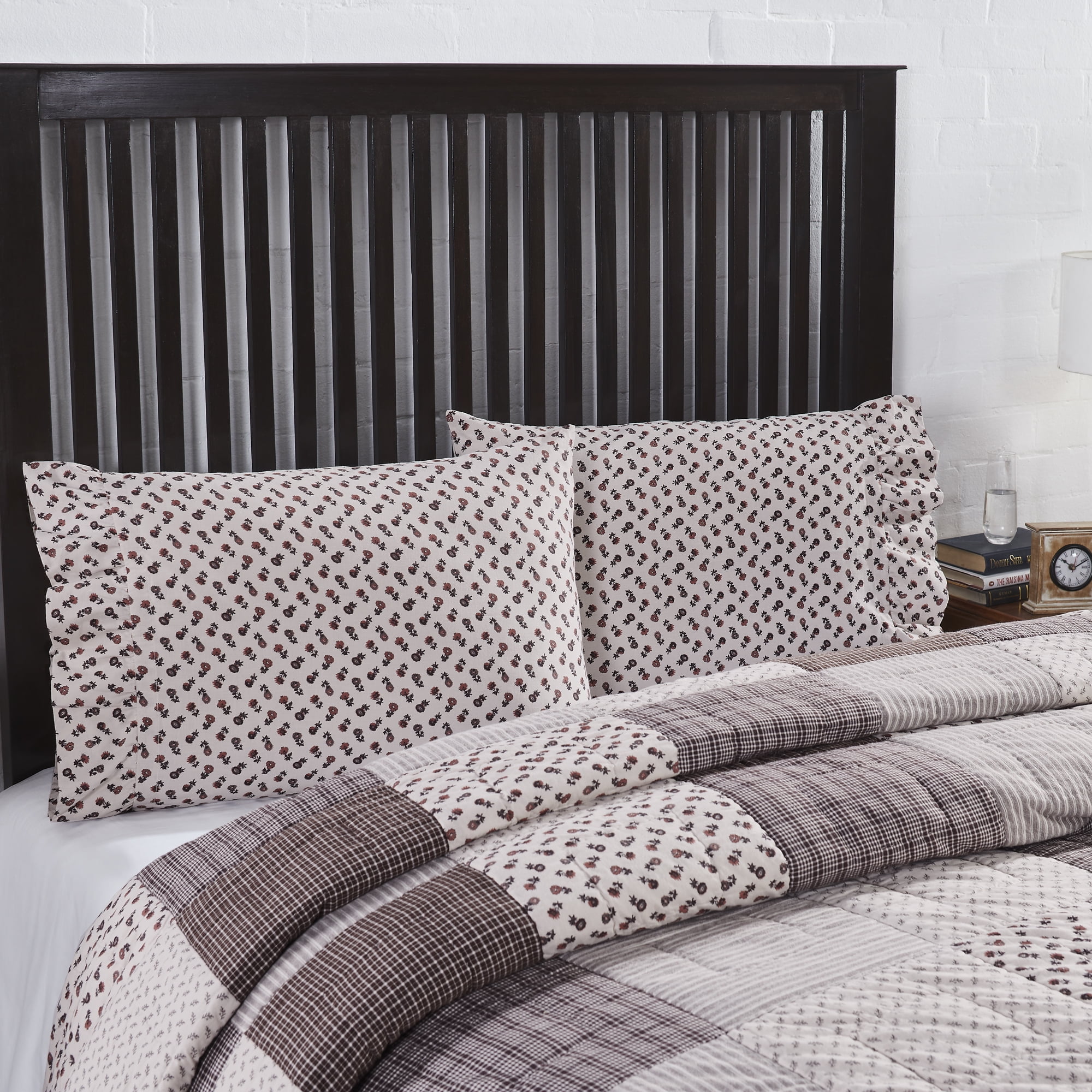 VHC Brands Florette Cottage Farmhouse Bedding, Ruffled Floral Print