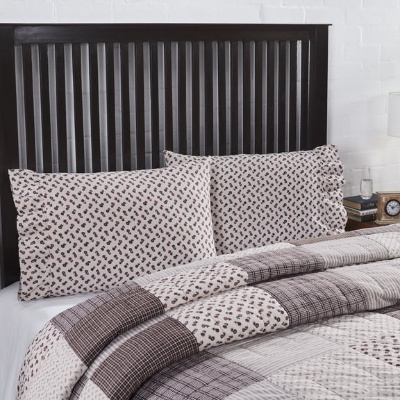 VHC Brands Florette - Cottage Farmhouse Bedding, Ruffled Floral Print Standard Pillowcase Set of 2