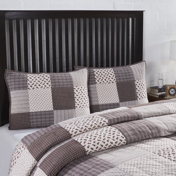 VHC Brands Florette Country Cottage Pillow Cover, Patchwork, Standard Sham, 21x27