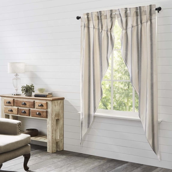 VHC Brands Grace Grain Sack Stripe Long Prairie Panel Set of 2 84x36x19