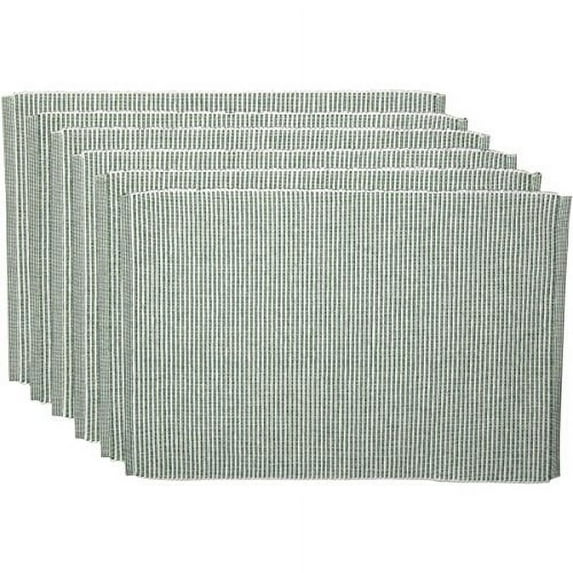 VHC Brands Harvest & Thanksgiving Farmhouse Tabletop & Kitchen-Ashton Green Ribbed Table Décor, Placemat Set 12x18