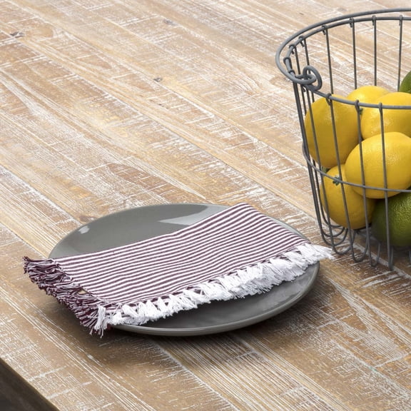 VHC Brands Harvest & Thanksgiving Farmhouse Tabletop & Kitchen-Ashton Red Napkin Set of 6, Set 18x18, Burgundy